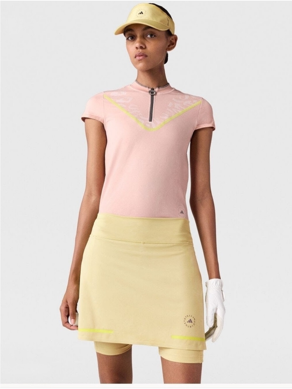 ADIDAS by STELLA McCARTNEY True Nature Golf Skort in Clear Halo Gold Size XS